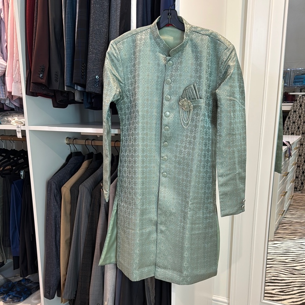 Elegant Green Sherwani with Chain Detail